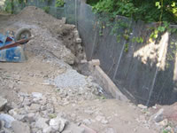 Step 2, Initial Retaining Wall Installation